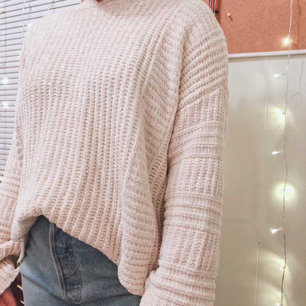 Cyrus Beige Knit Hooded long sleeve Sweater